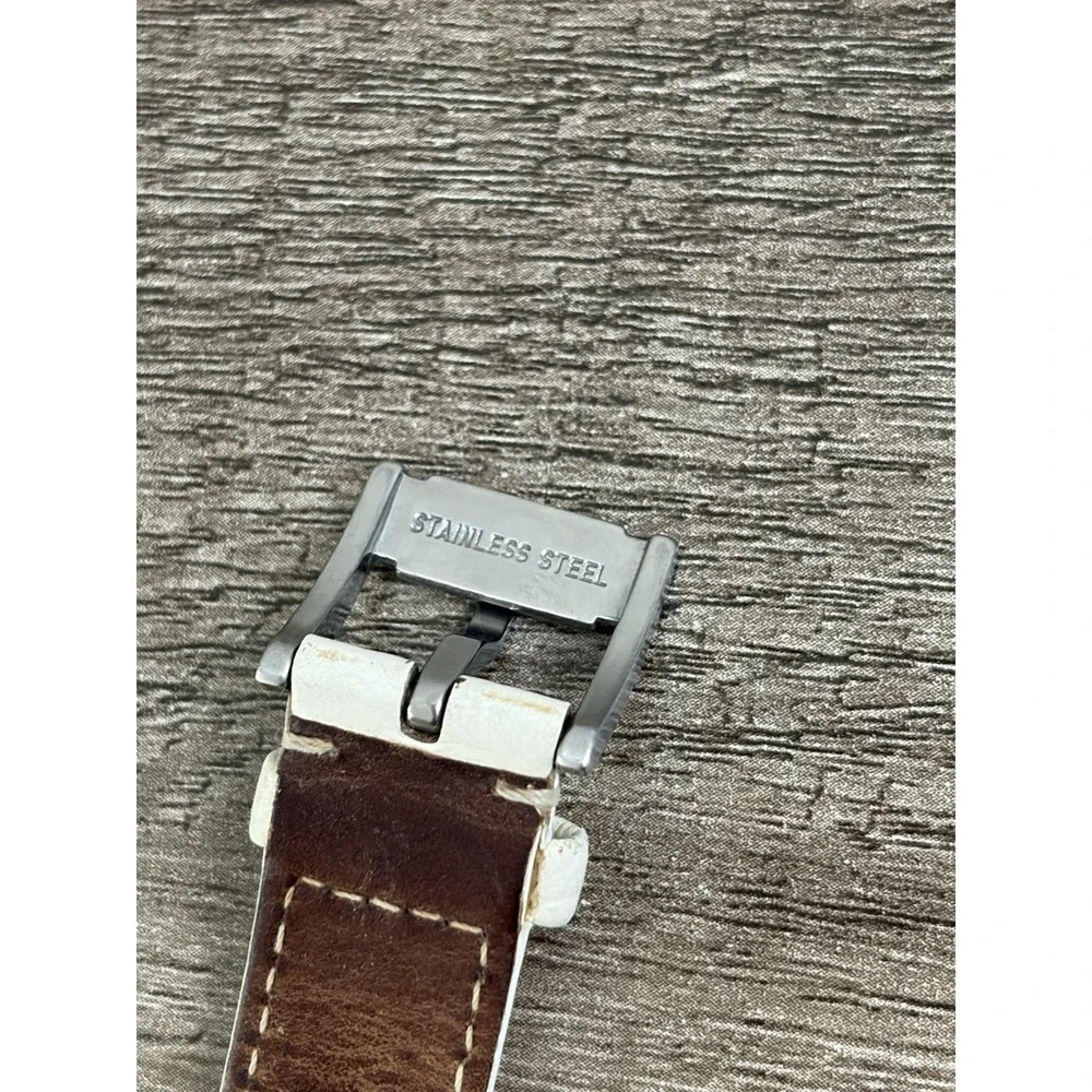 Fossil Original Boyfriend ES3811‎ Women 38mm White Dial Date Watch Needs Battery